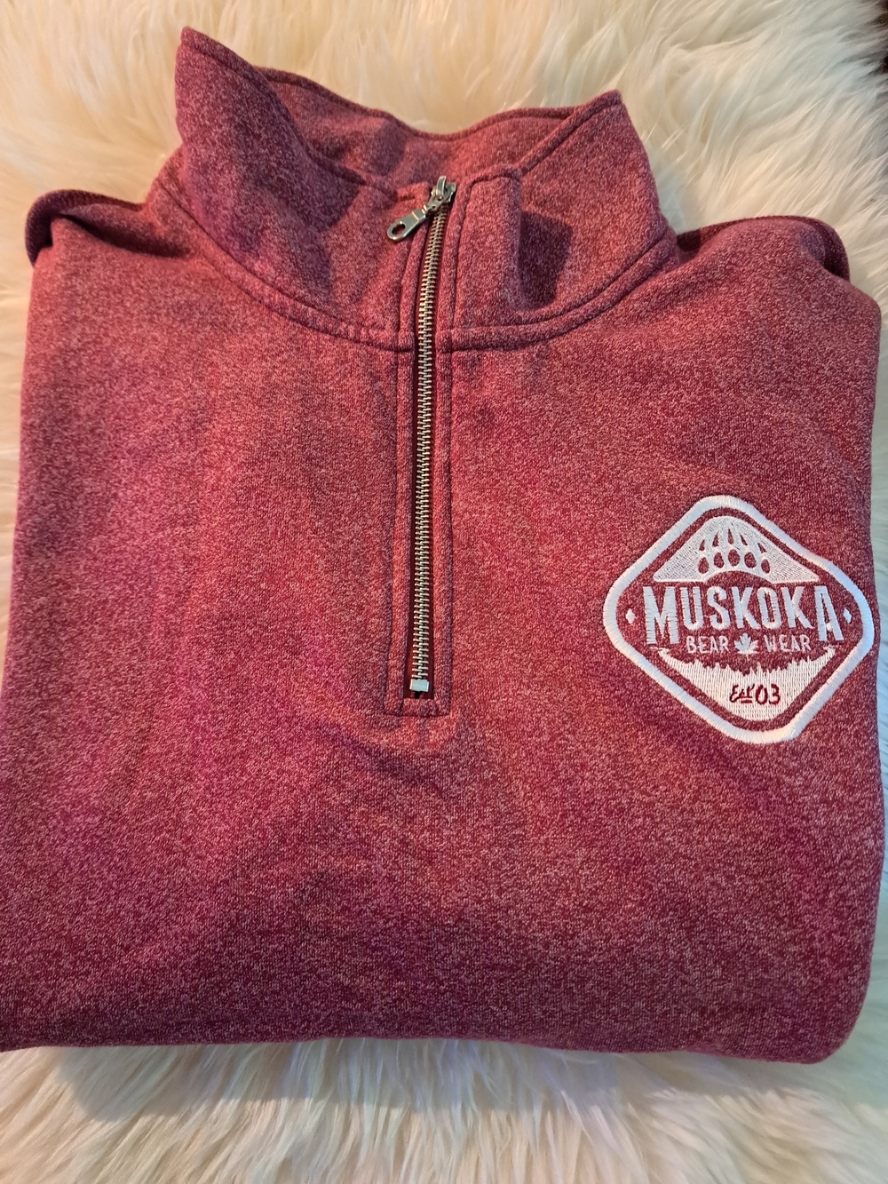 Roots Men's Heathered Burgundy Quarter-Zip Sweater